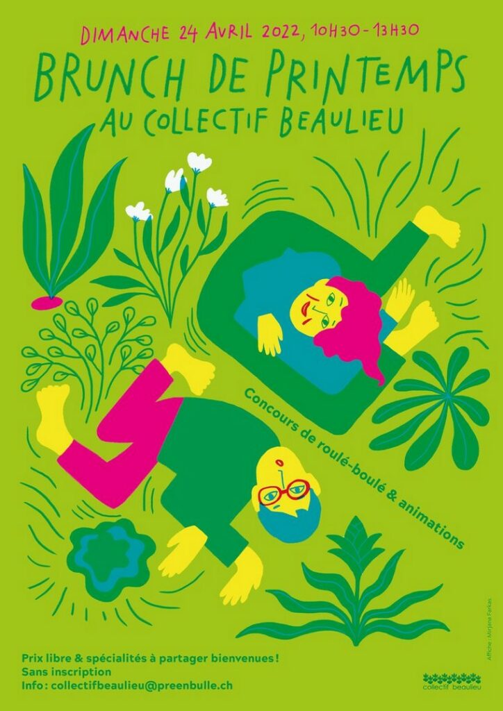 affiche brunch collectif de beaulieu homme et femme sur herbe