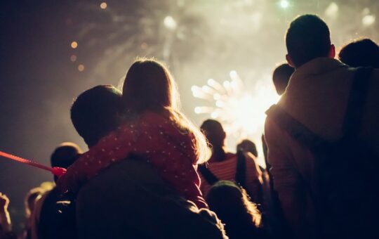 foule de dos qui regarde feu artifice