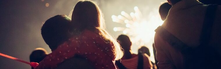 foule de dos qui regarde feu artifice