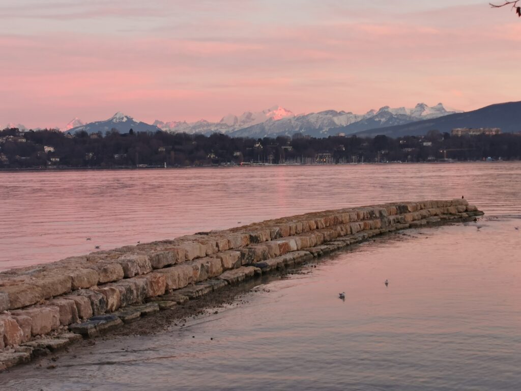 coucher de soleil à la perle du lac genève